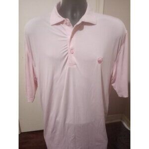 Peter Millar Summer Comfort Polo Shirt Men's L Large Pink Striped Short Sleeve